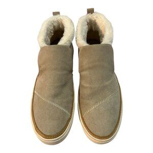TOMS Women’s W7.5 Suede Slip-On Sneakers – Faux Fur Lined, 100% Leather Upper, T